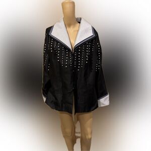 VTG Sundays by Nubiano BLK long-Sleeve Pearl-Beaded Layered Cover SZ 16W